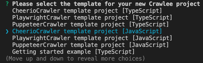 Crawlee CLI &quot;create&quot; command
